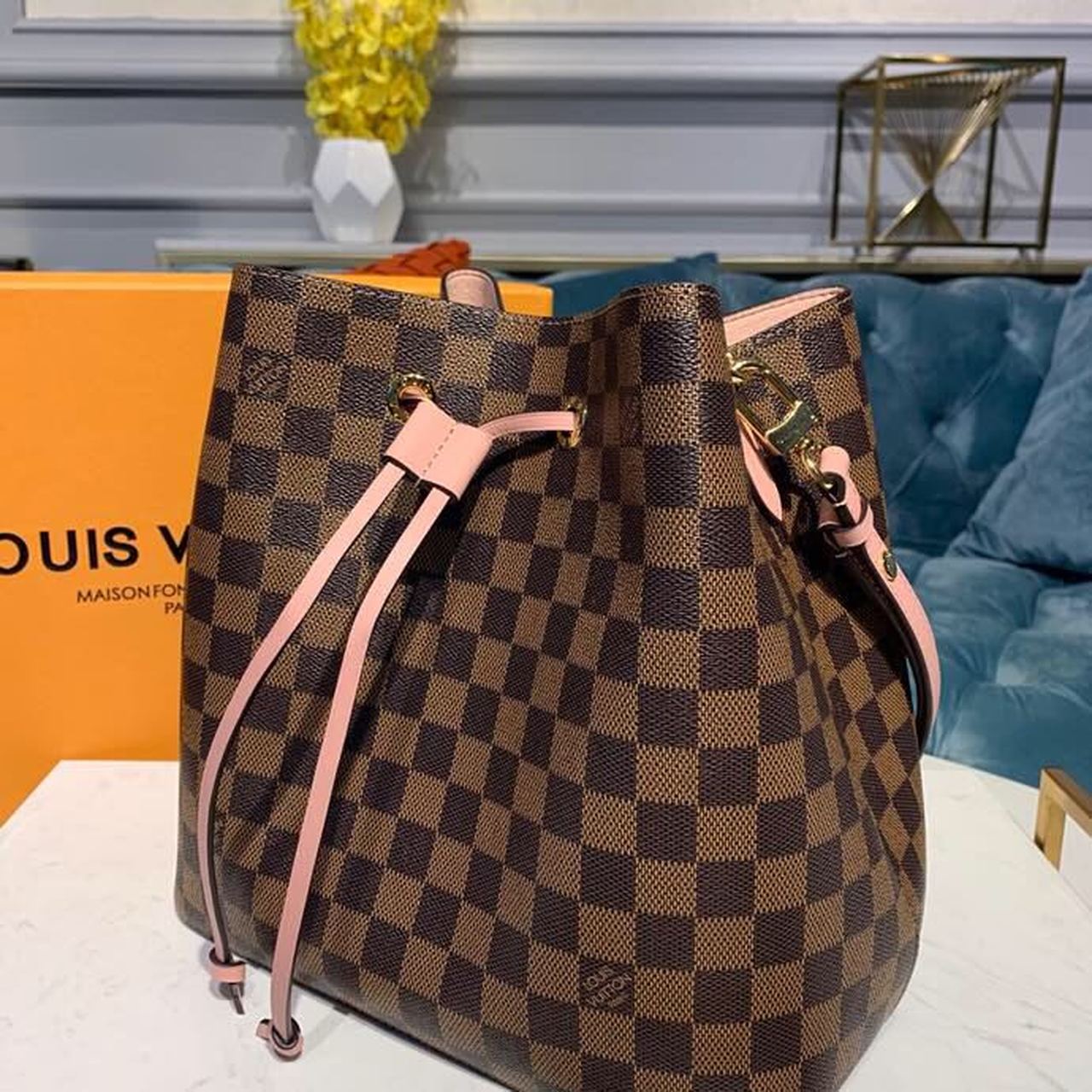 LV Neo Noe GLAMI Bucket Bag 26cm Damier Ebene Canvas Spring/Summer Collection N40198, Venus