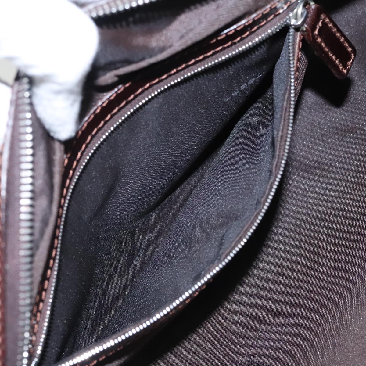 FENDI Zucca Canvas Hand Bag Brown Black Silver 95317