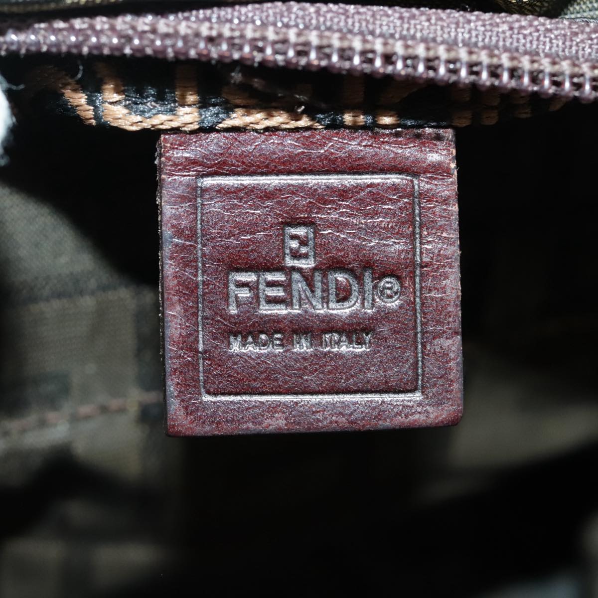 FENDI Zucca Canvas Hand Bag Brown Black Silver 95320