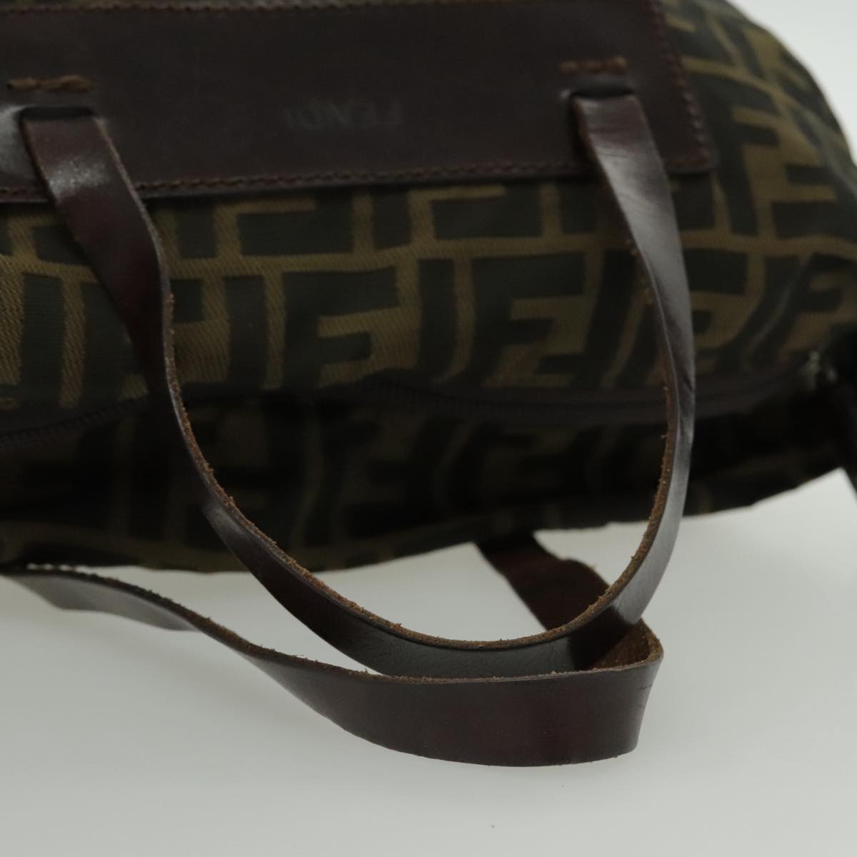FENDI Zucca Canvas Hand Bag Brown Black Silver 95320