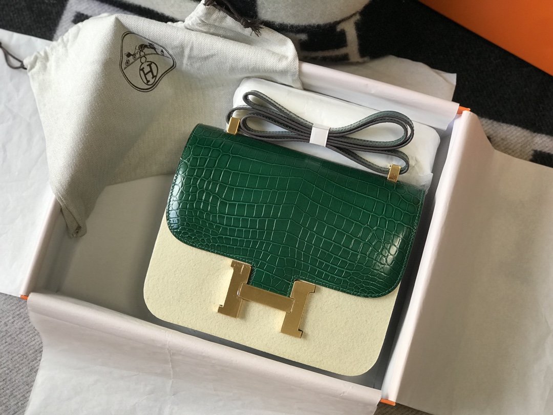 GLAMI ConstanGLAMI 23 Pattern CrocoGLAMIle Green For Women, Handbags, Shoulder Bag 9in/23cm
