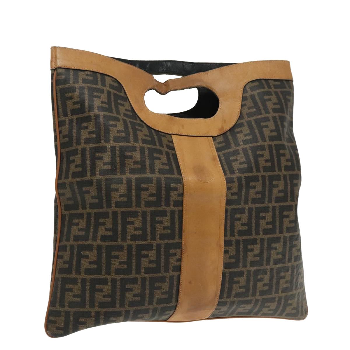 FENDI Zucca Canvas Hand Bag Brown Black 95414