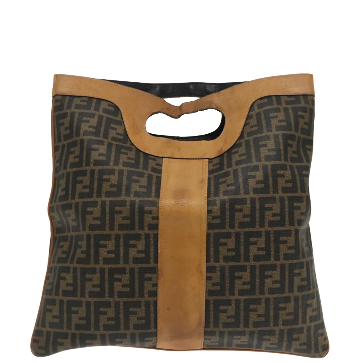 FENDI Zucca Canvas Hand Bag Brown Black 95414
