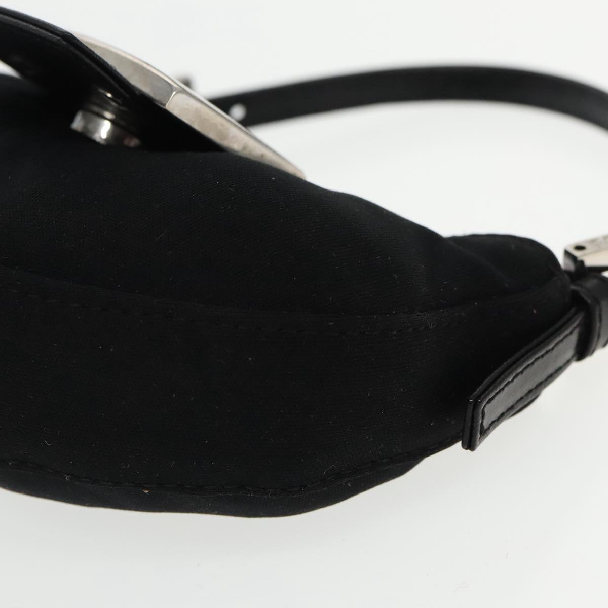 FENDI Mini Croissant Hand Bag Nylon Black Silver 95417