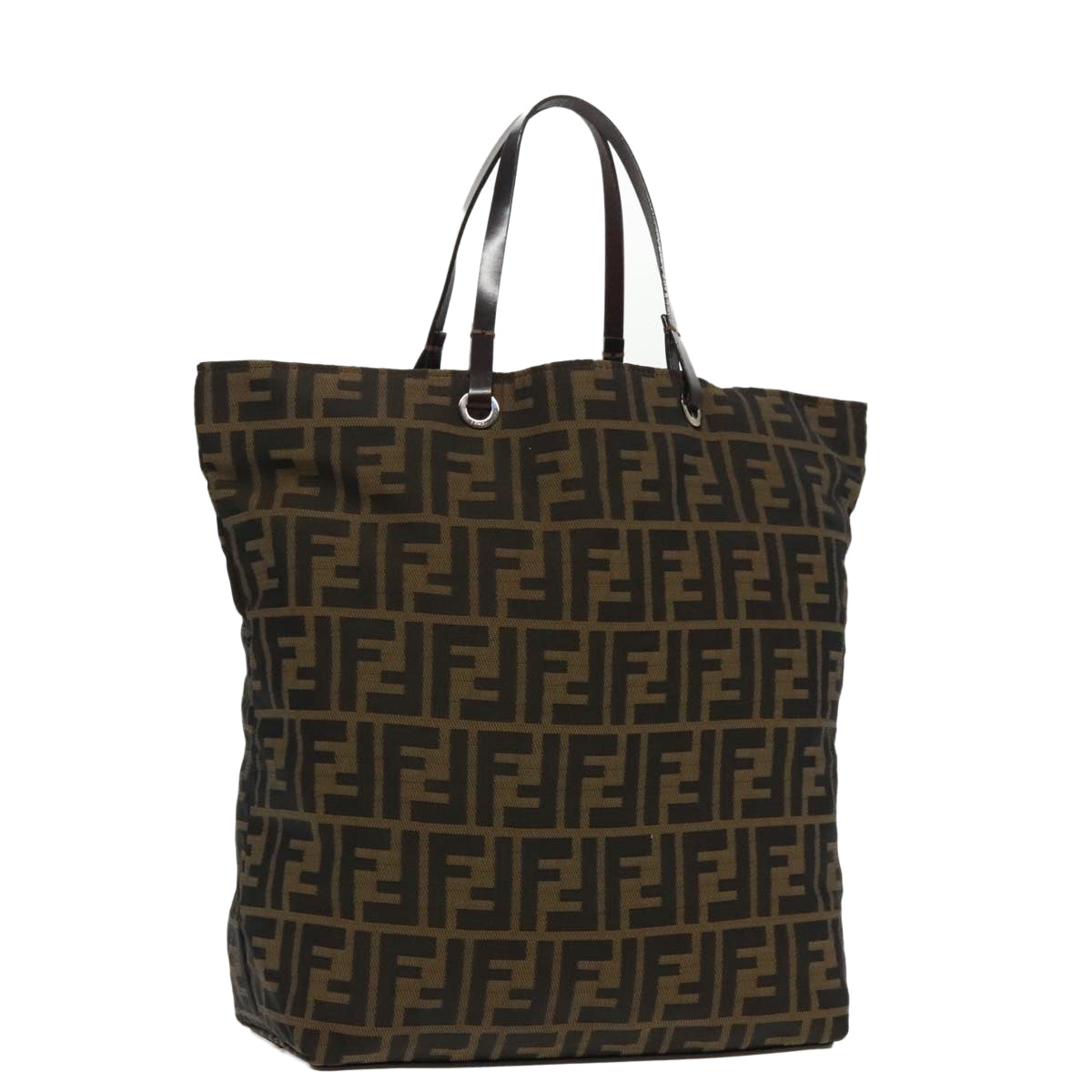 FENDI Zucca Canvas Tote Bag Brown Black 95466