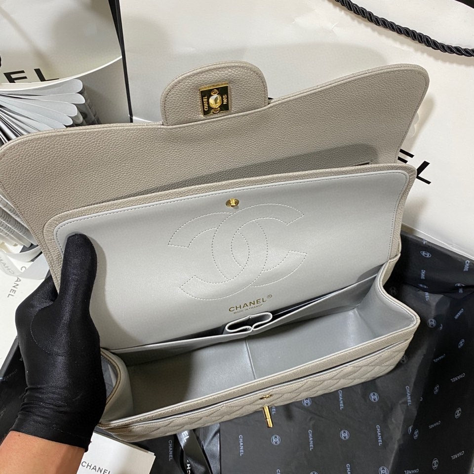 CHLLarge Classic Handbag Gold Hardware Grey For Women Handbags, Shoulder Bags 11.8in/30cm