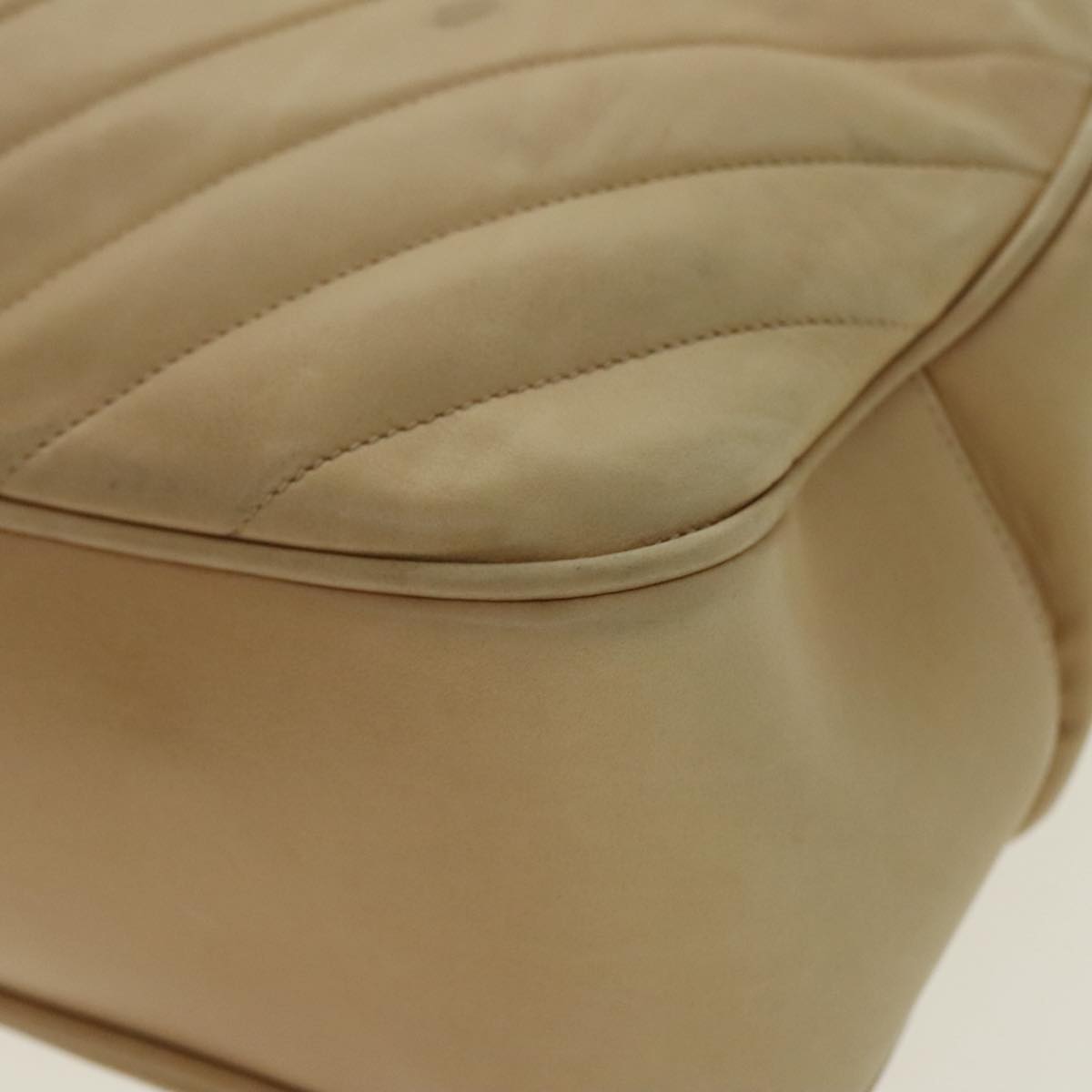 CHANEL V Stitch Hand Bag Lamb Skin Beige Gold CC 95608