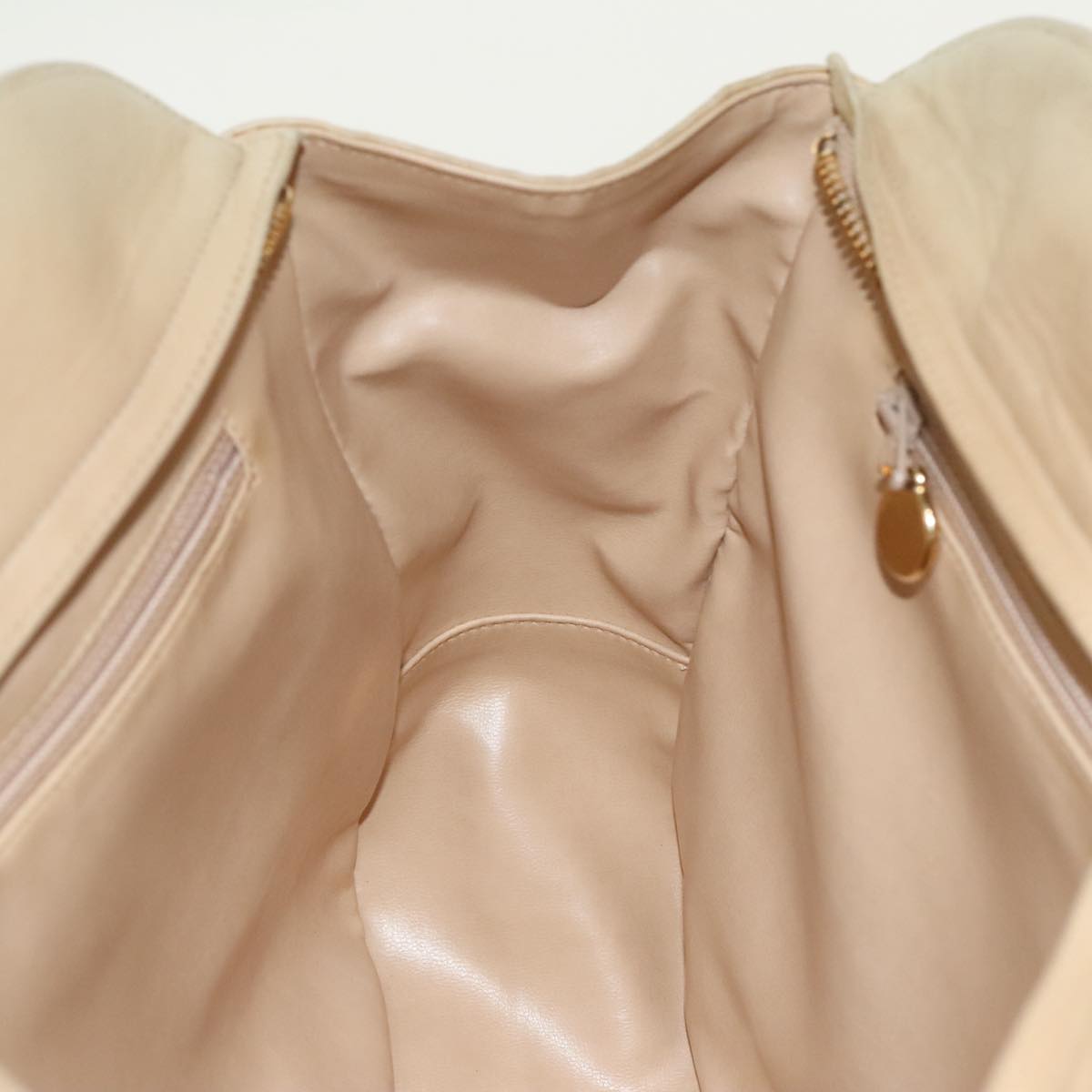 CHANEL V Stitch Hand Bag Lamb Skin Beige Gold CC 95608