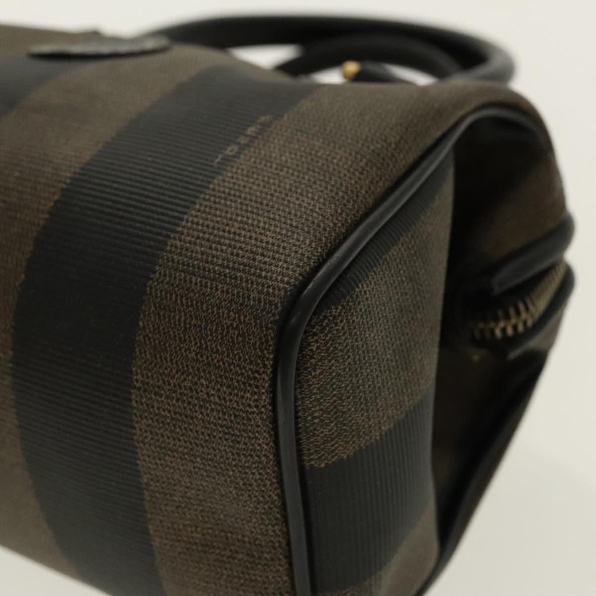 FENDI Pecan Canvas Mini Hand Bag Brown Black gold 95610