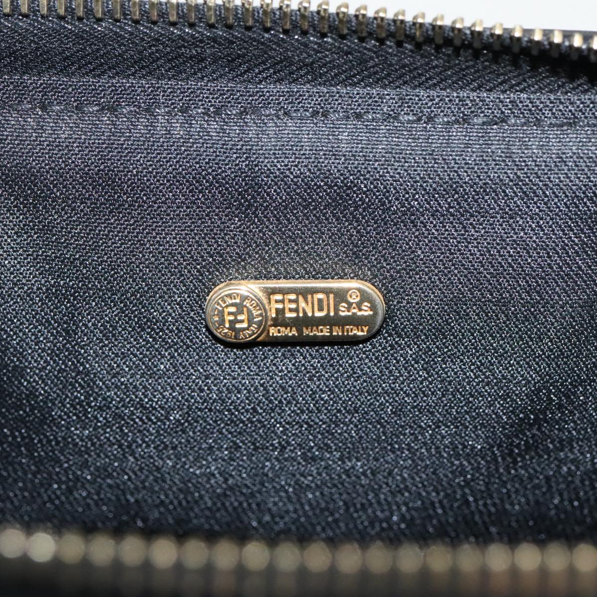 FENDI Pecan Canvas Mini Hand Bag Brown Black gold 95610