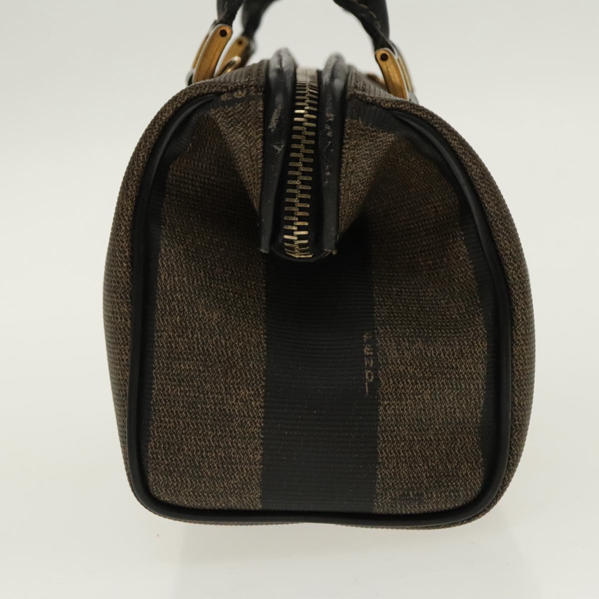 FENDI Pecan Canvas Mini Hand Bag Brown Black gold 95610