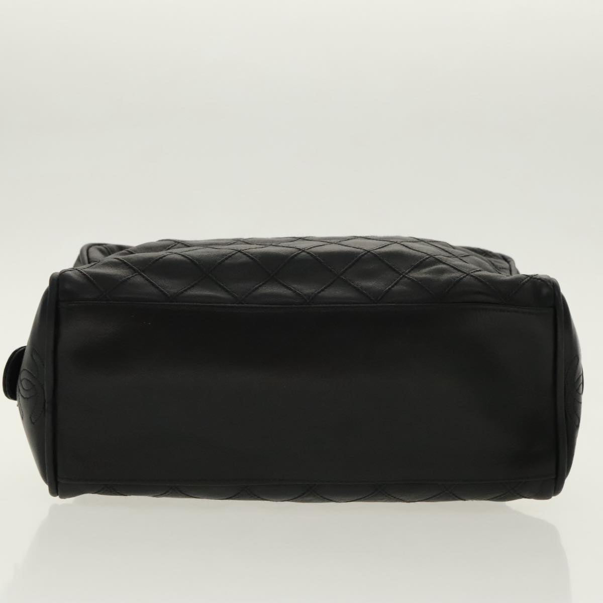 CHANEL Bicolore Clutch Bag Leather Black CC 95615
