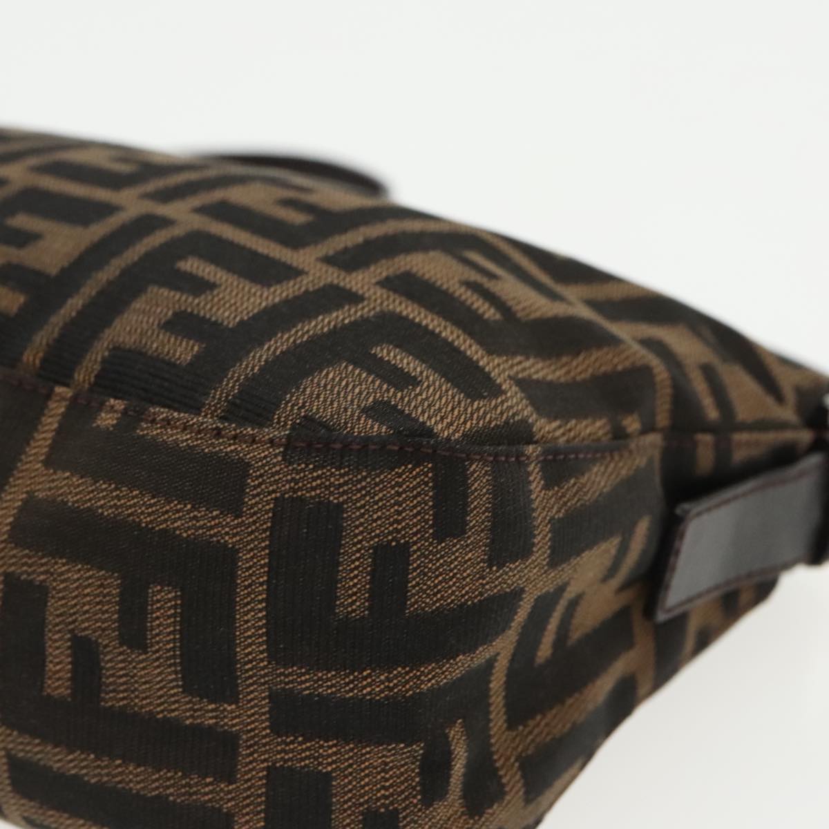 FENDI Zucca Canvas Mamma Baguette Shoulder Bag Black Brown Silver 95783A
