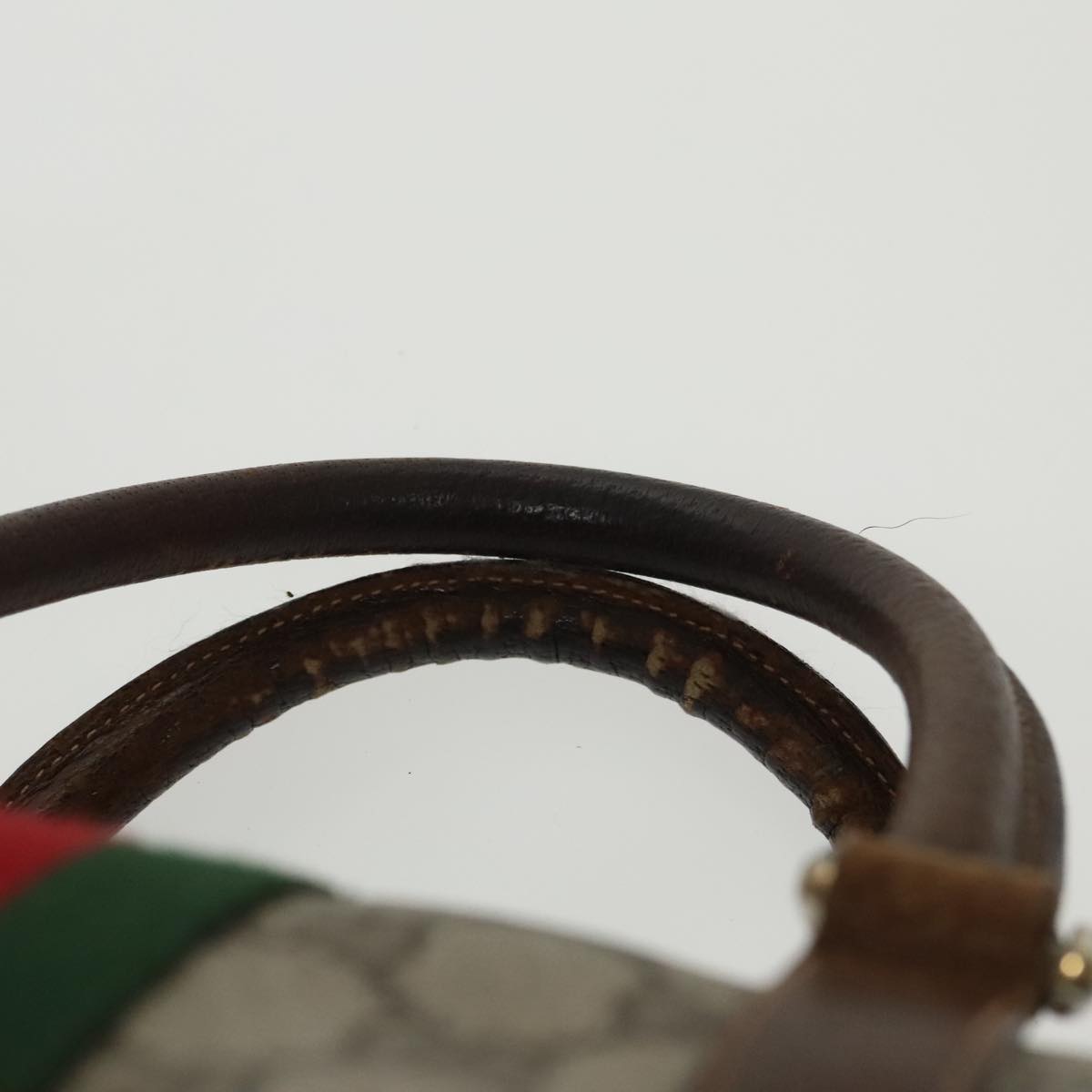 GUCCI GG Supreme Web Sherry Line Boston Bag PVC Beige Red 010 378 95820