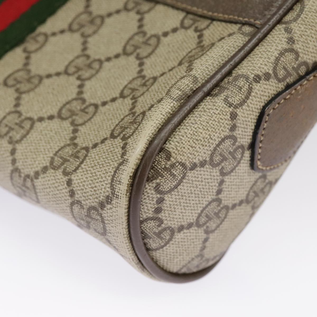GUCCI GG Supreme Web Sherry Line Shoulder Bag PVC Beige 56 02 004 95827