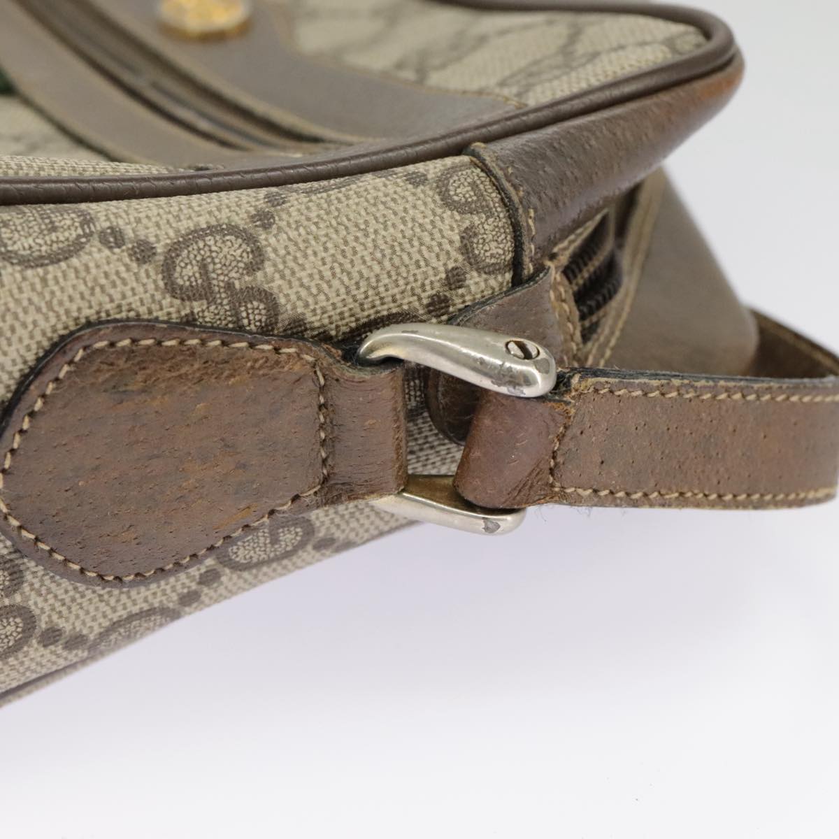 GUCCI GG Supreme Web Sherry Line Shoulder Bag PVC Beige 56 02 004 95827