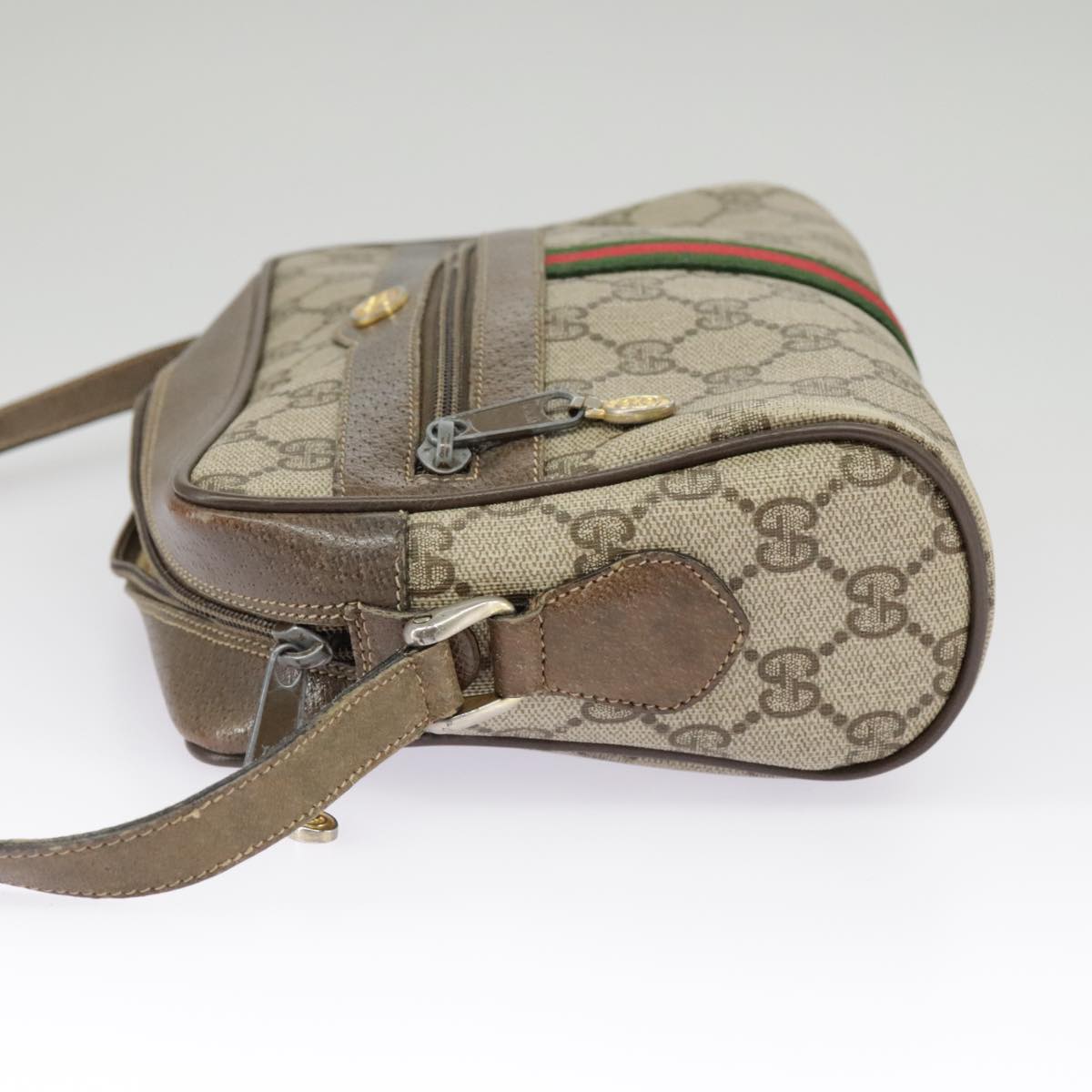 GUCCI GG Supreme Web Sherry Line Shoulder Bag PVC Beige 56 02 004 95827