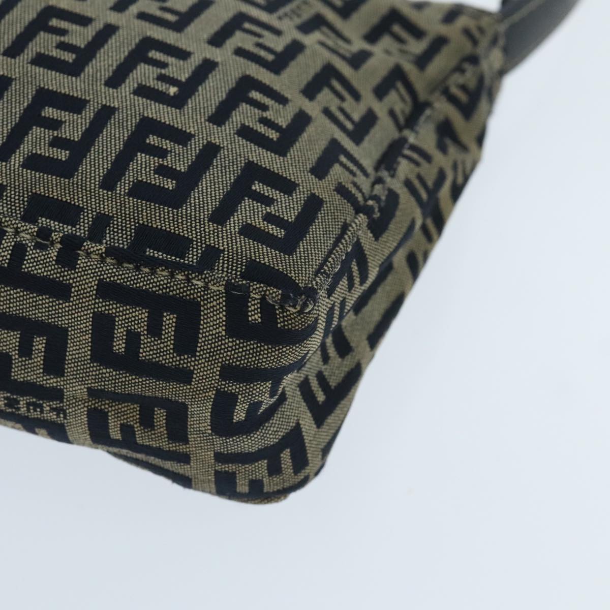 FENDI Zucchino Canvas Accessory Pouch Navy Silver 95850