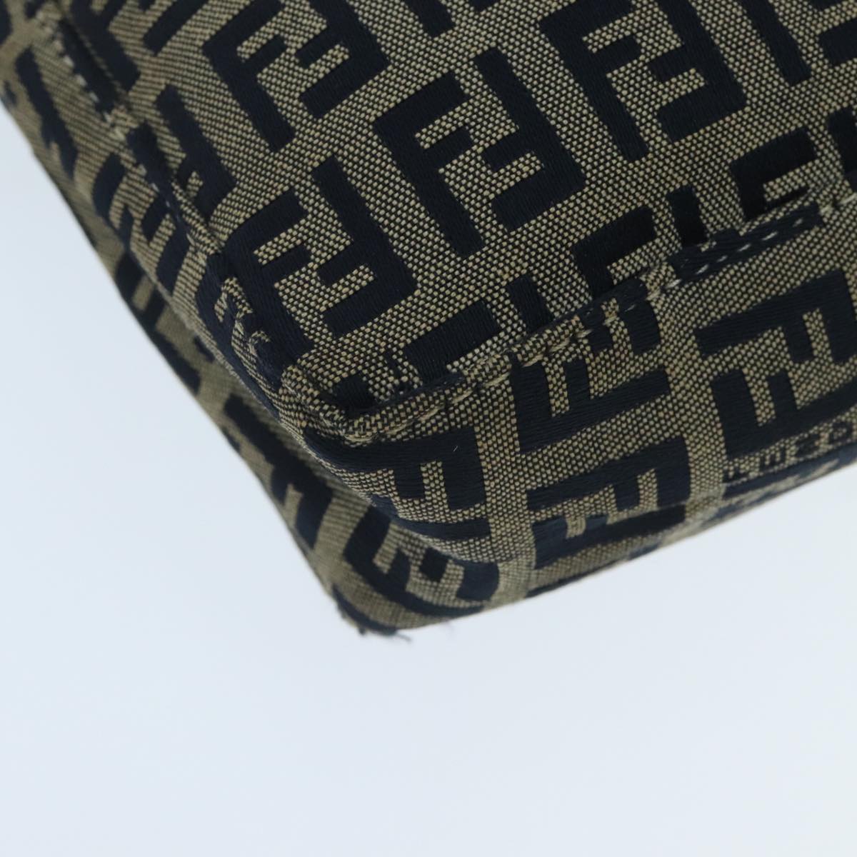 FENDI Zucchino Canvas Accessory Pouch Navy Silver 95850