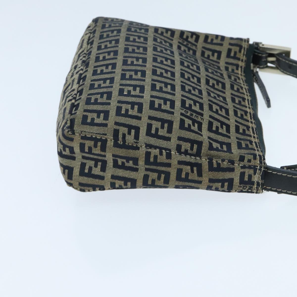 FENDI Zucchino Canvas Accessory Pouch Navy Silver 95850