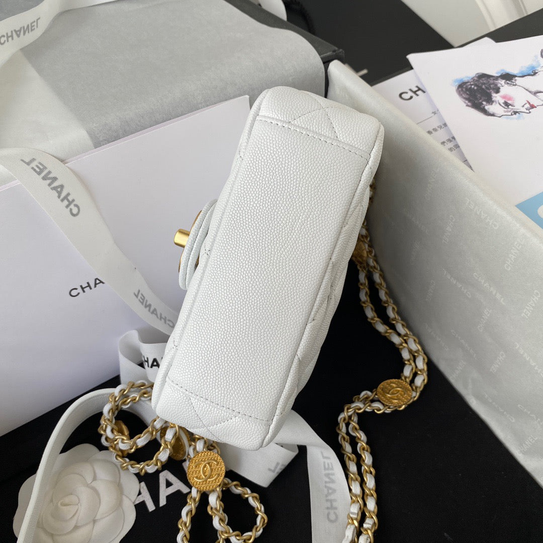 CHLMini GlamIap Bag With Top Handle Gold Hardware White For Women Handbags, Shoulder Bags 7.9in/20cm AS2431Ã‚Â 