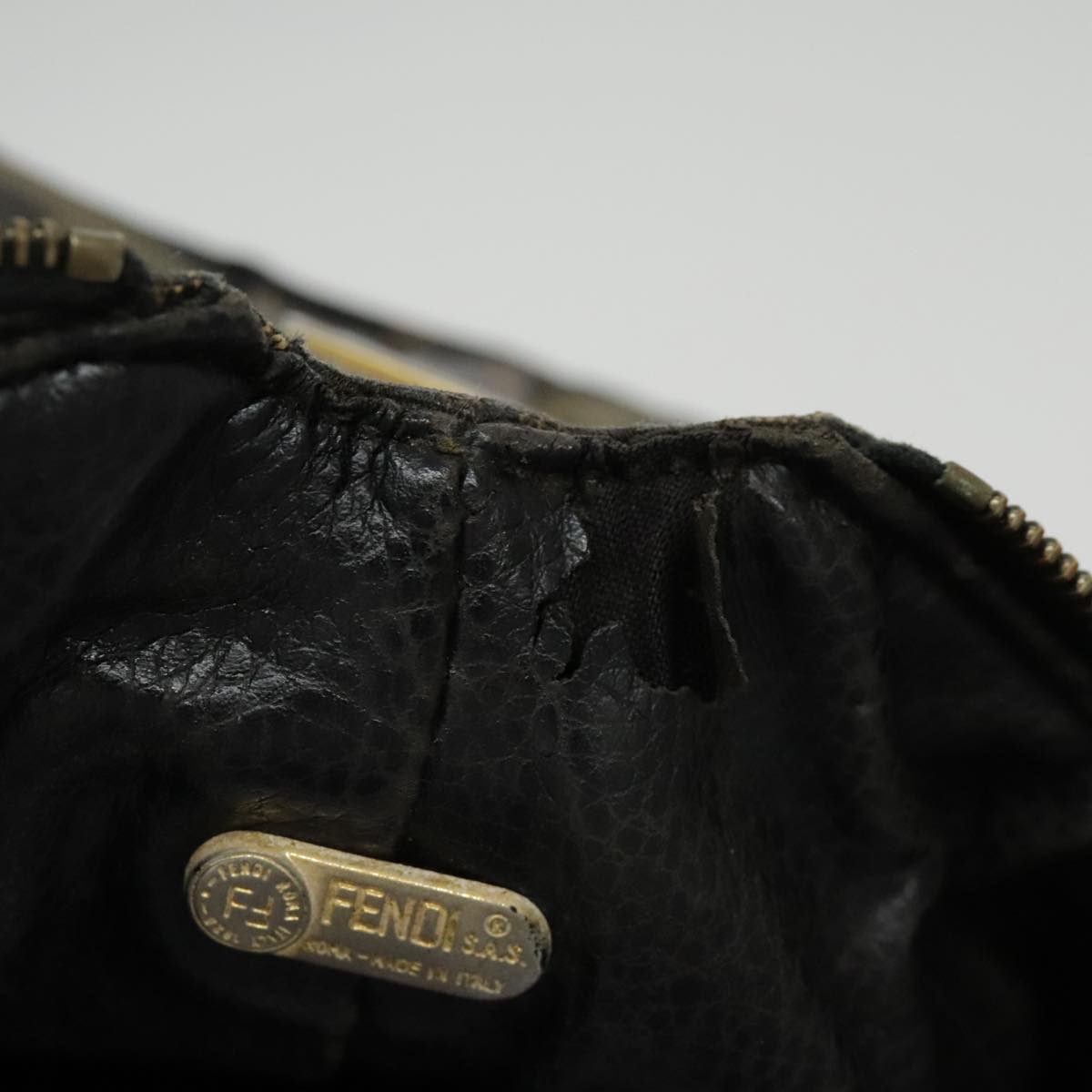FENDI Zucca Canvas Vanity Hand Bag Brown 95992