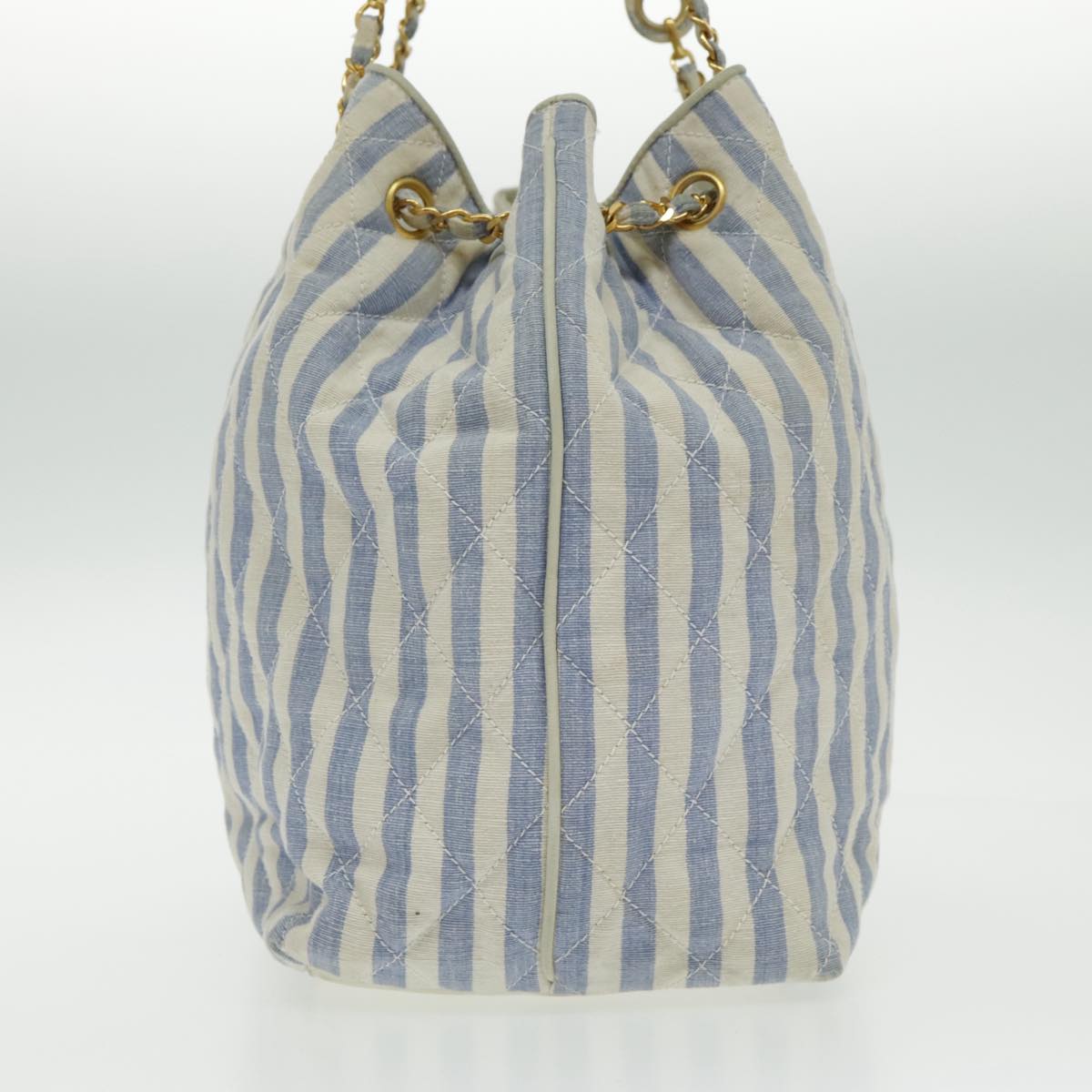 CHANEL Shoulder Bag Canvas Gold Blue CC 96215A