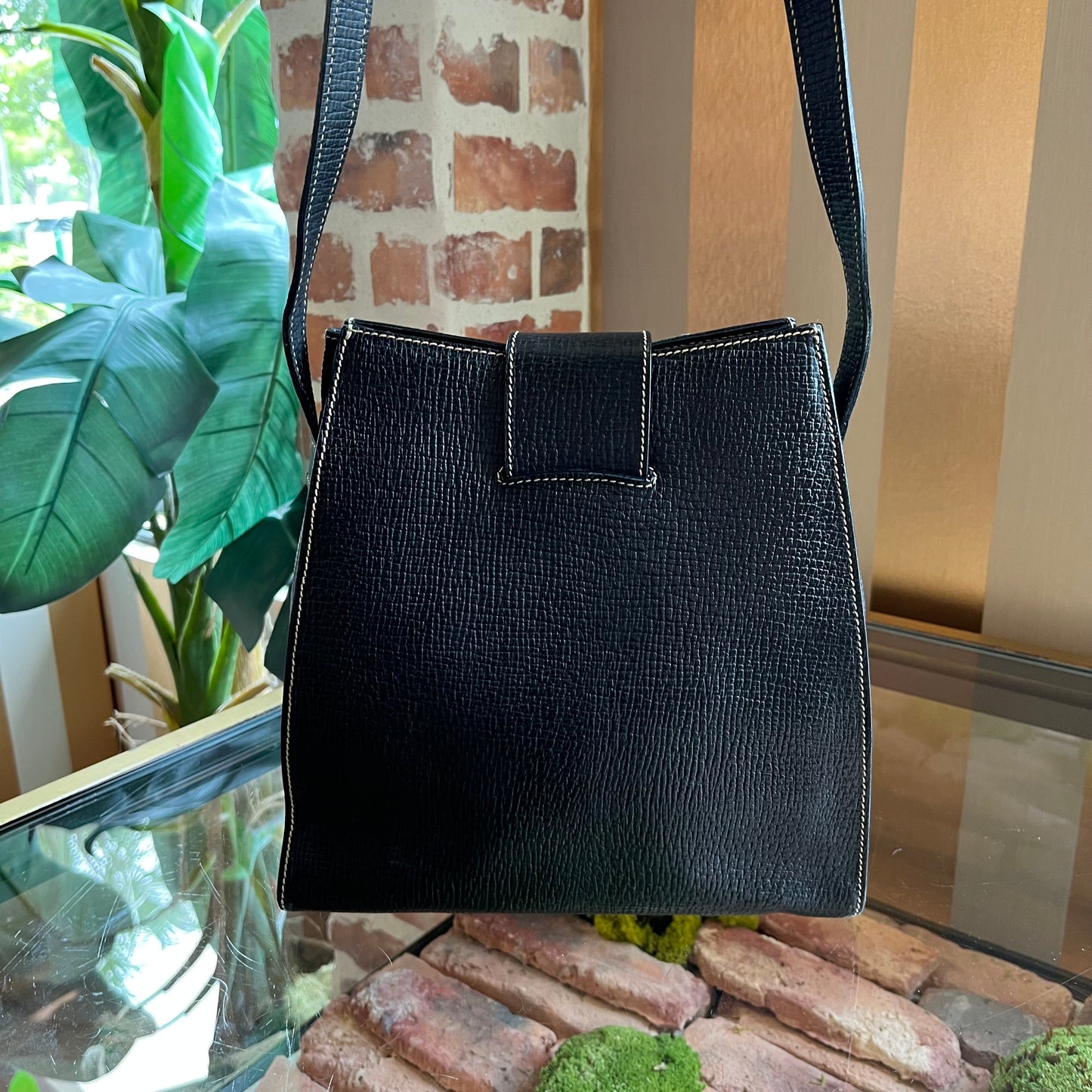LOEWE Vintage Toggle Black Leather Crossbody