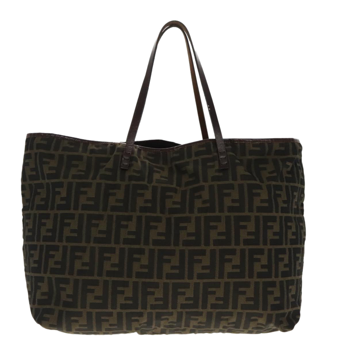 FENDI Zucca Canvas Tote Bag Brown Black Gold 96287