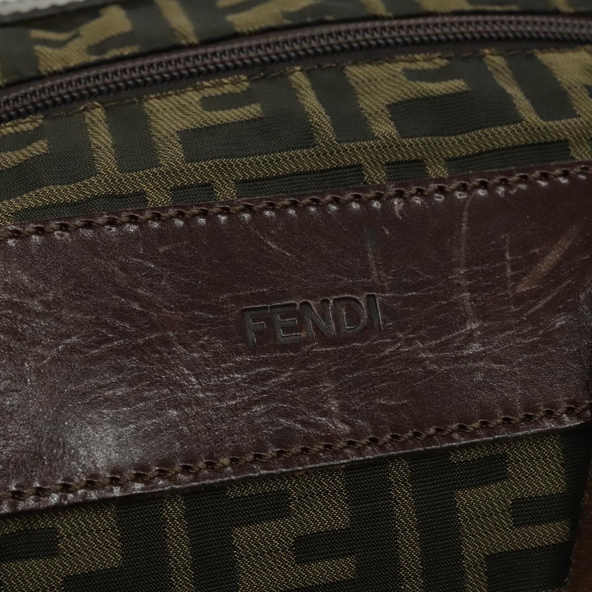 FENDI Zucca Canvas Tote Bag Brown Black Gold 96374