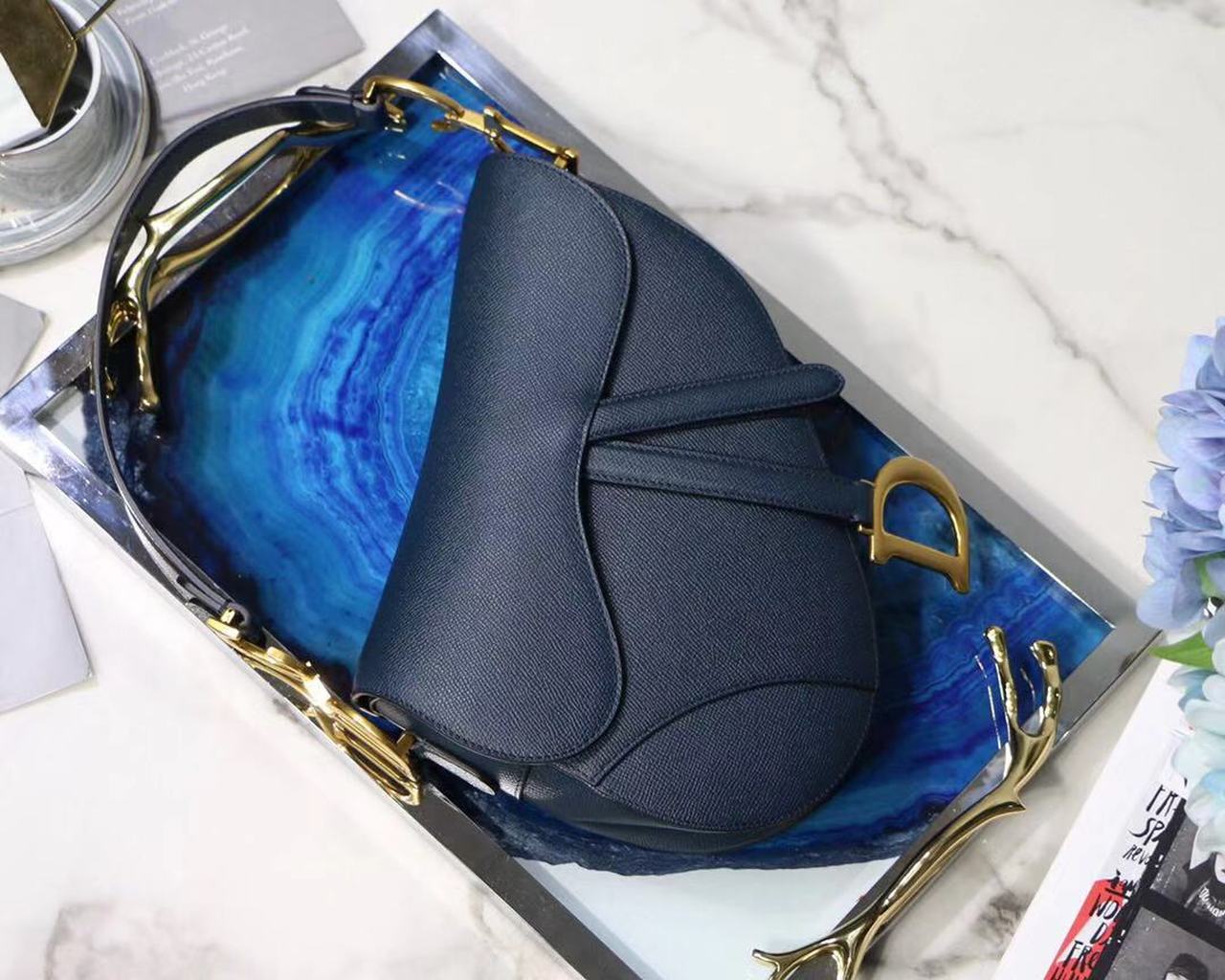 GLAMI Saddle Shoulder Bag Blue For Women 7in/17cm CD