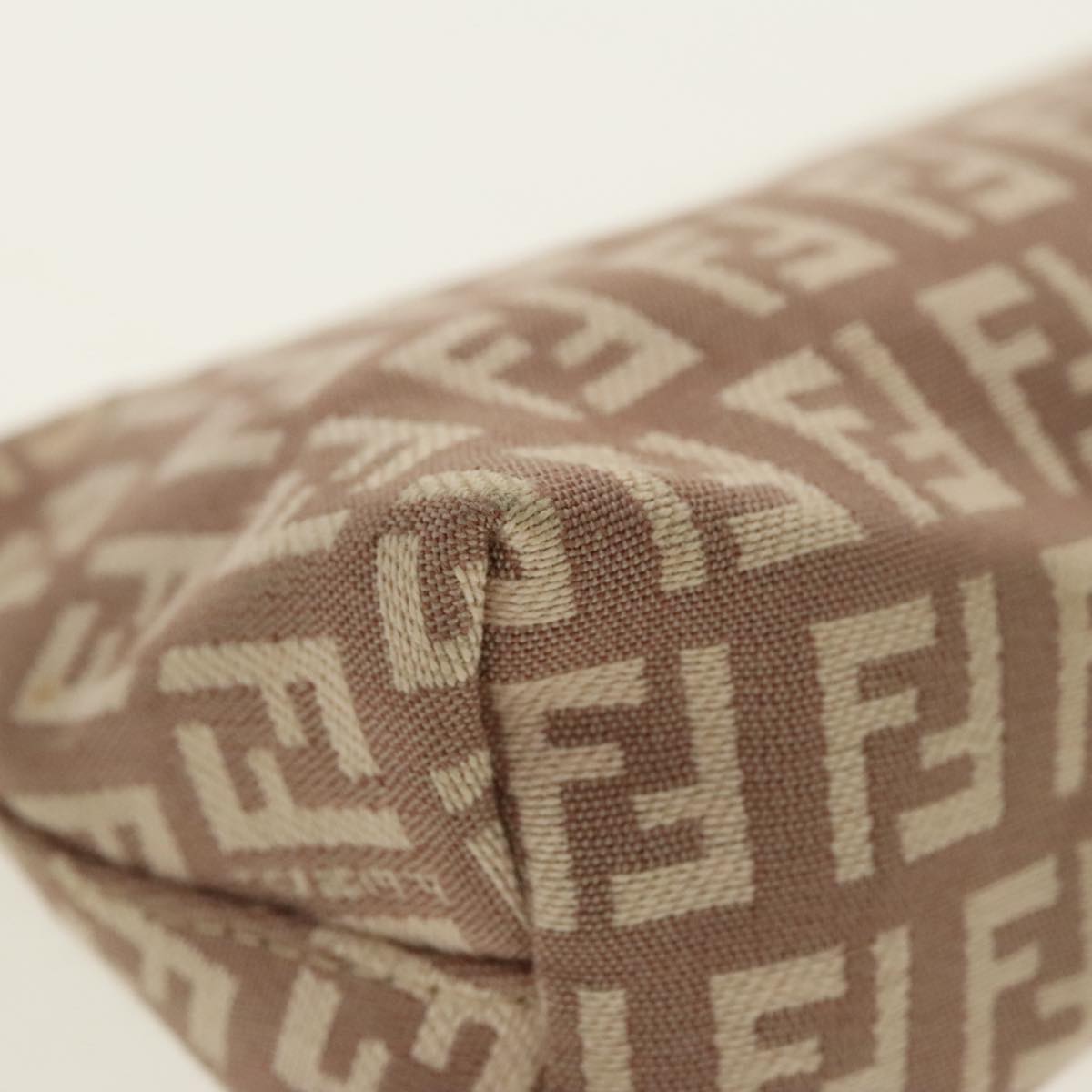 FENDI Zucchino Canvas Pouch Beige Gold 96439
