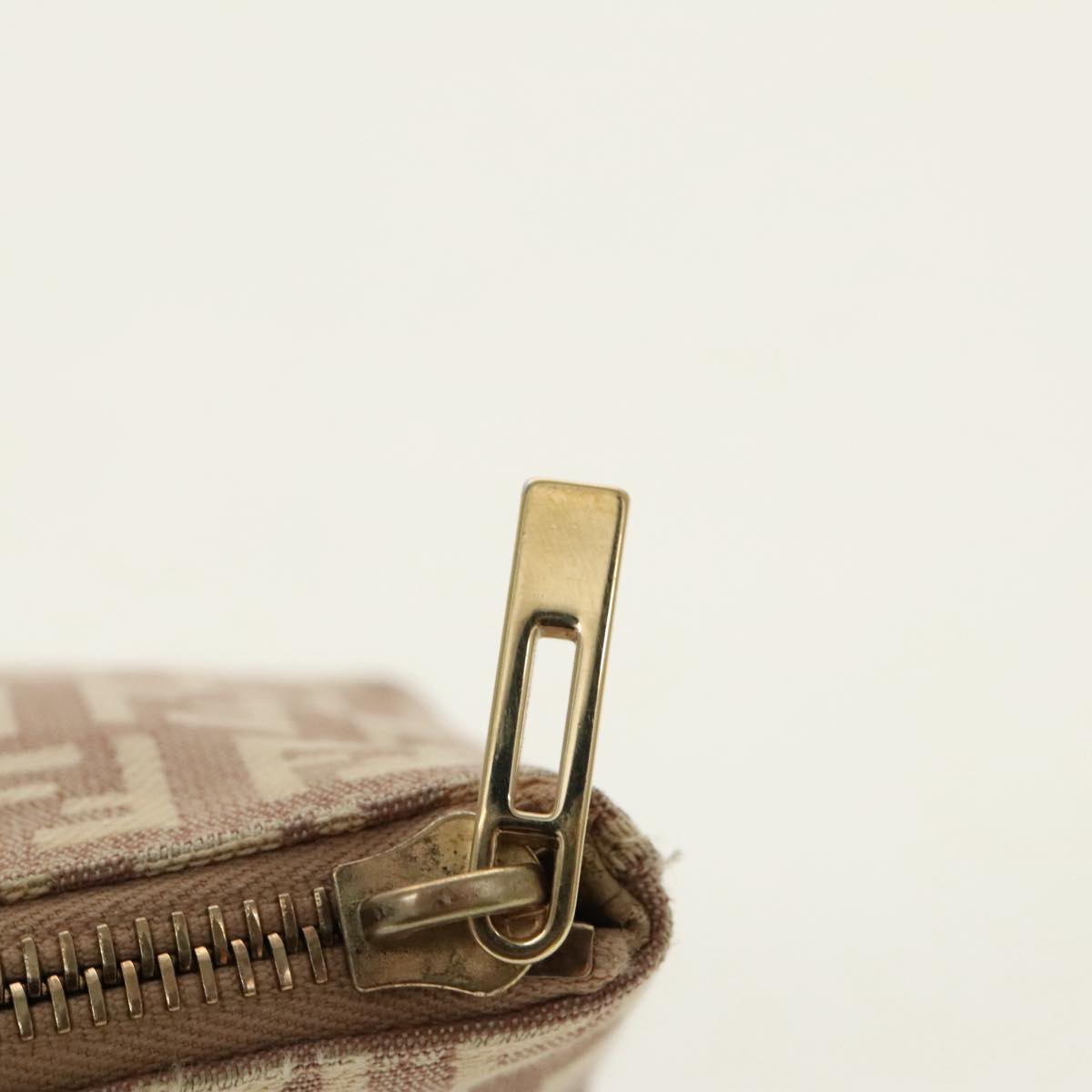 FENDI Zucchino Canvas Pouch Beige Gold 96439