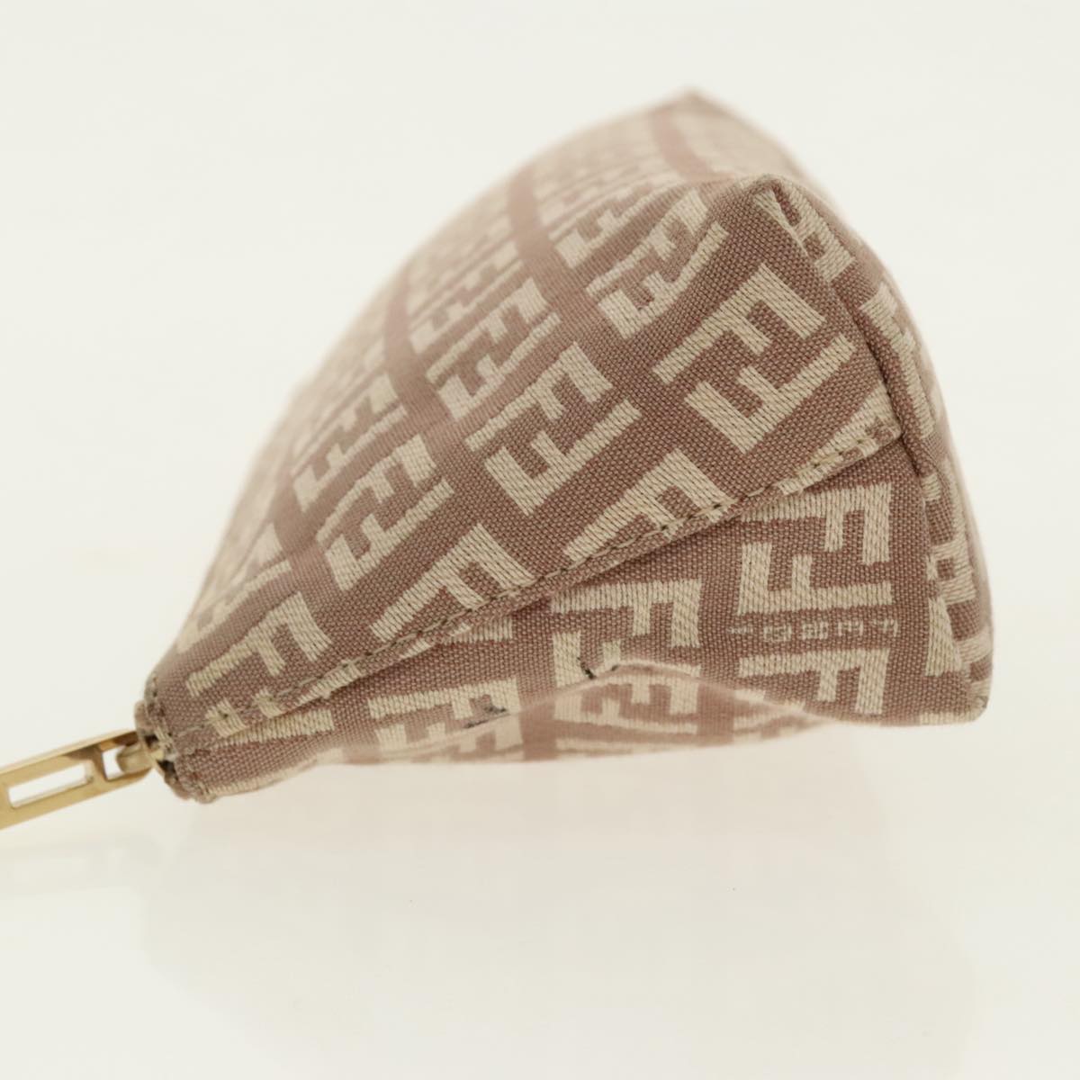 FENDI Zucchino Canvas Pouch Beige Gold 96439