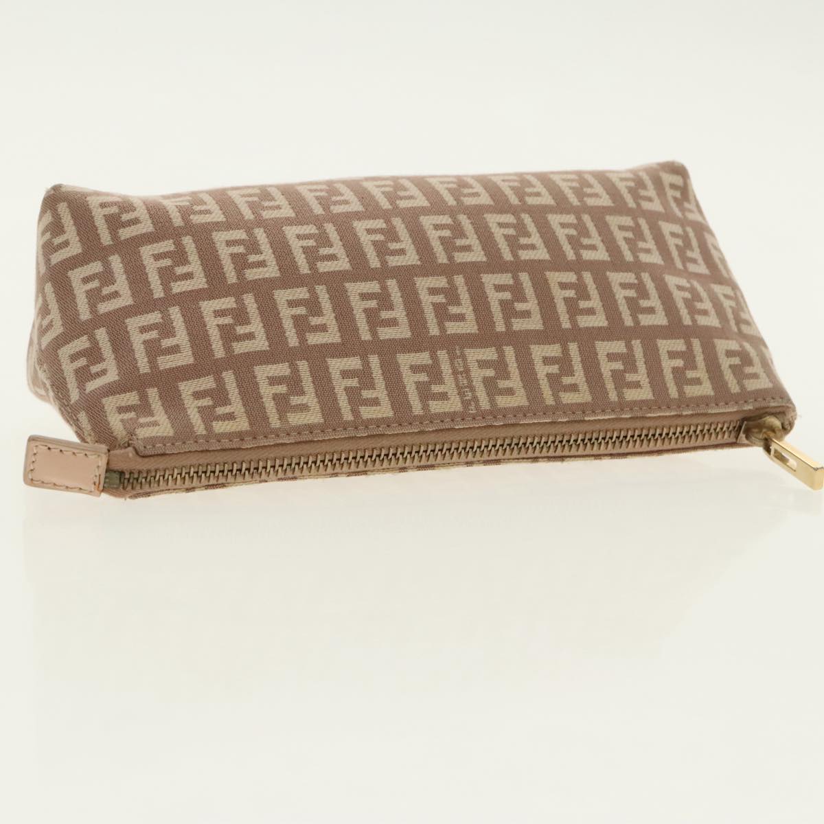 FENDI Zucchino Canvas Pouch Beige Gold 96439