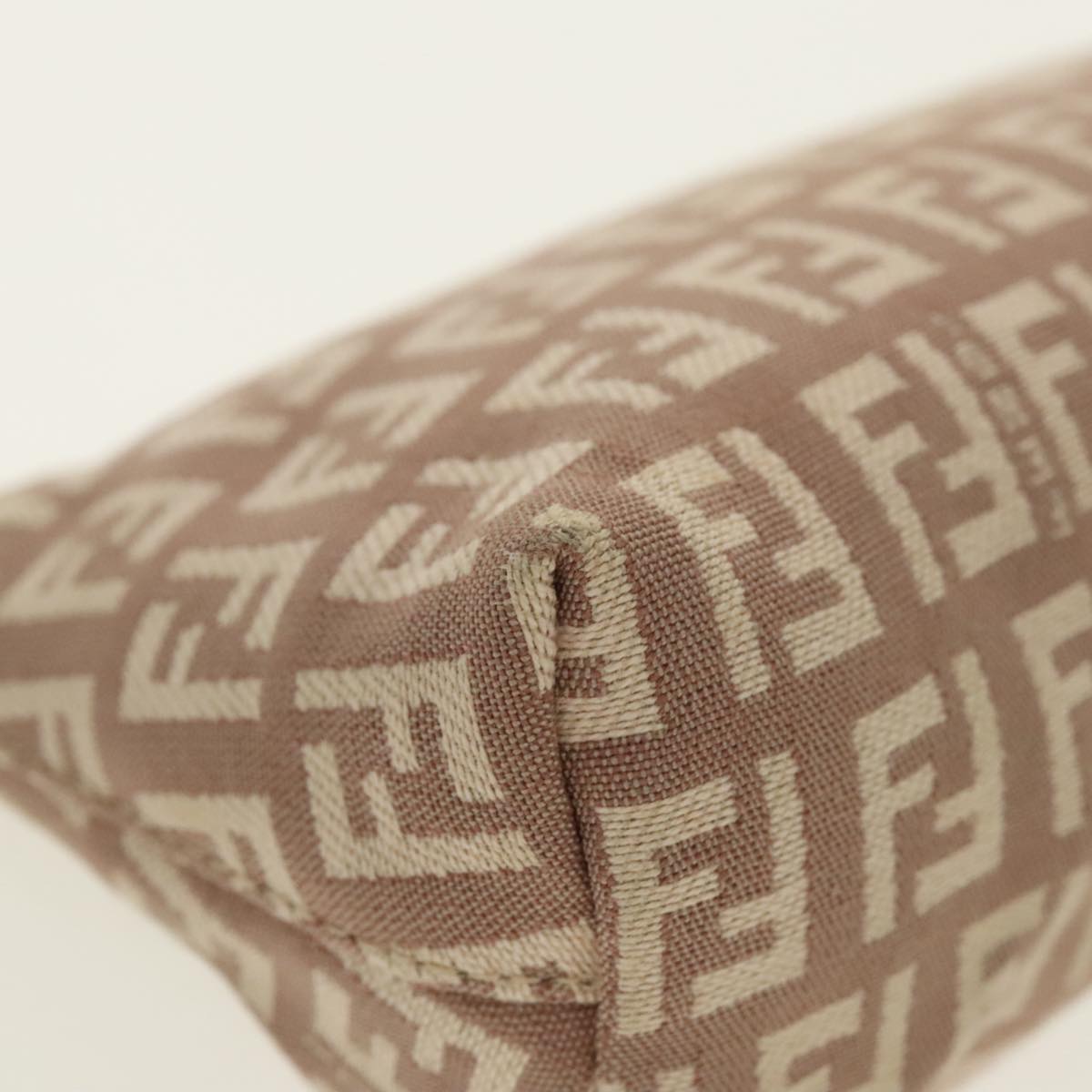 FENDI Zucchino Canvas Pouch Beige Gold 96439