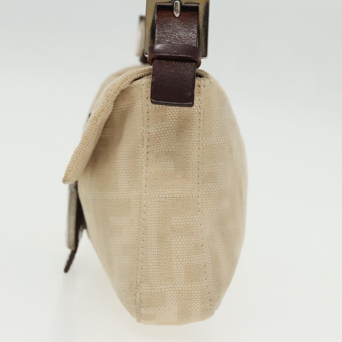 FENDI Zucca Canvas Mamma Baguette Shoulder Bag Beige Silver 96599