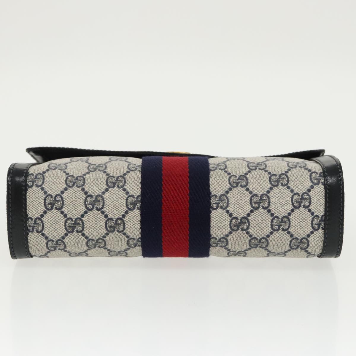 GUCCI GG Supreme Sherry Line Clutch Bag PVC Navy Red 67 014 3087 96744