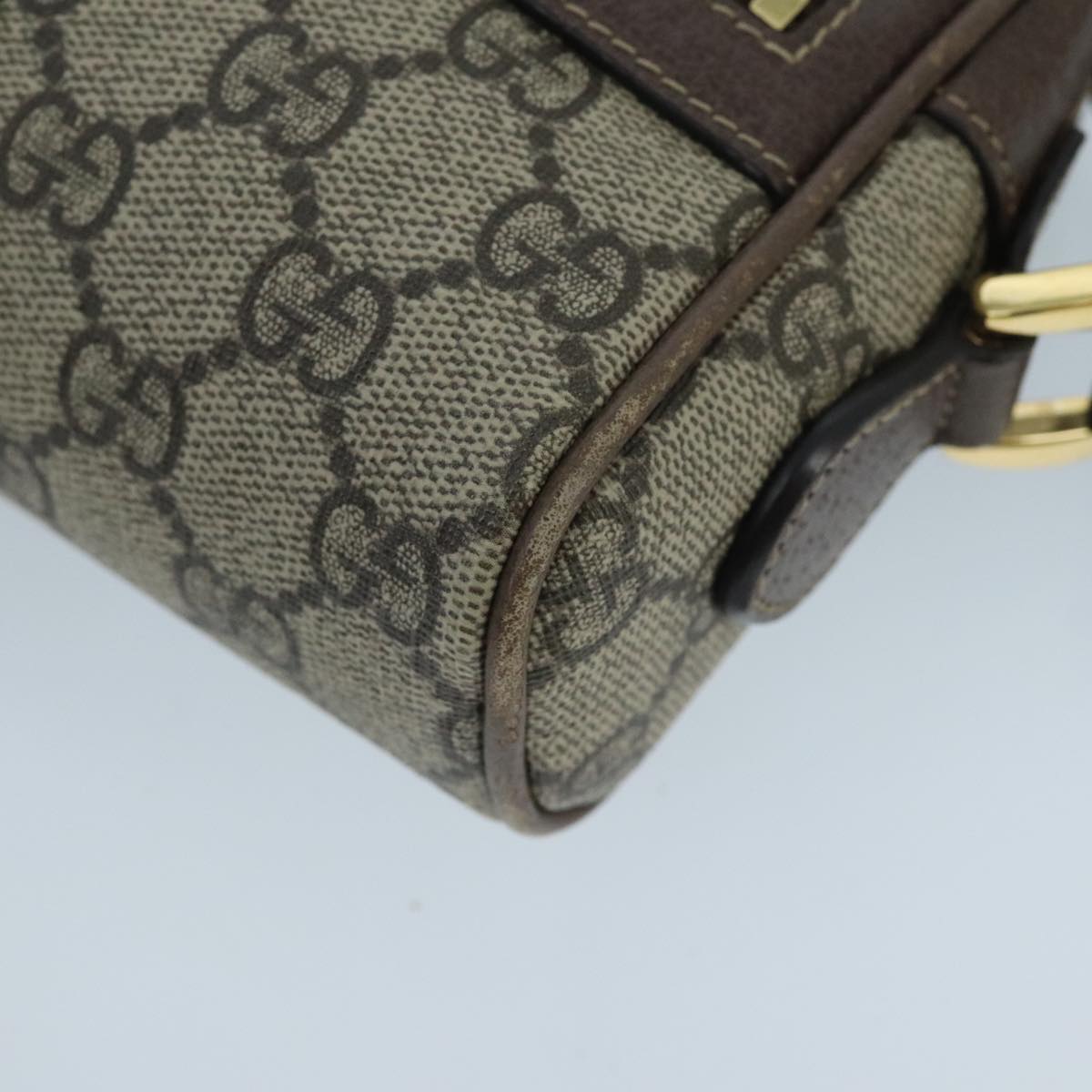 GUCCI GG Supreme Web Sherry Line Shoulder Bag PVC Beige Red 517350 96748