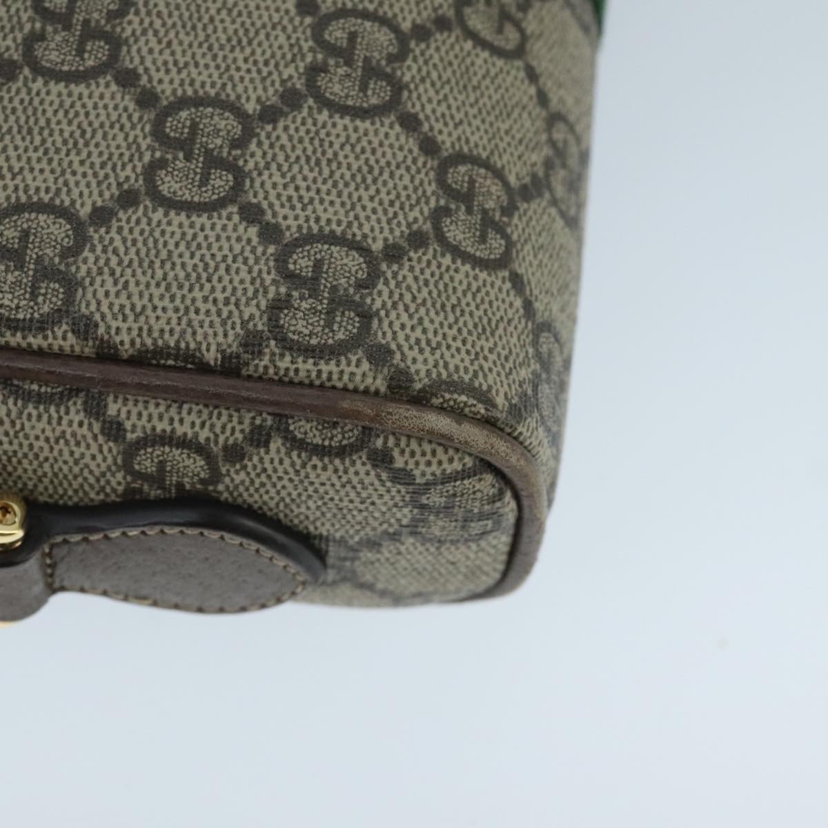 GUCCI GG Supreme Web Sherry Line Shoulder Bag PVC Beige Red 517350 96748