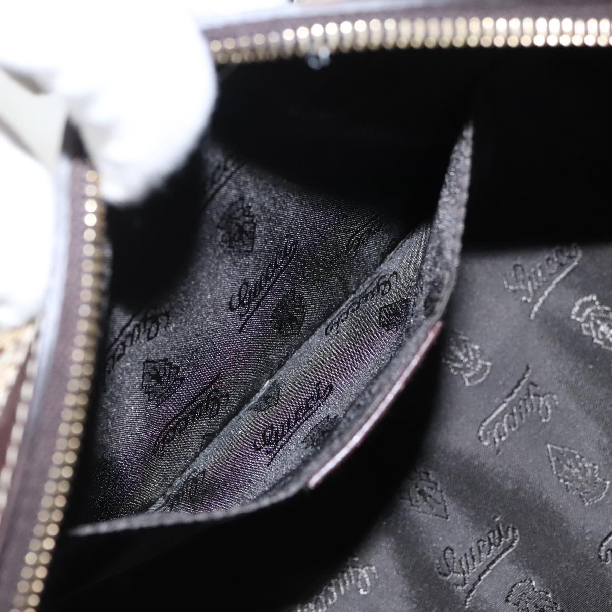 GUCCI GG Crystal Hand Bag Beige Gold 181485 96794