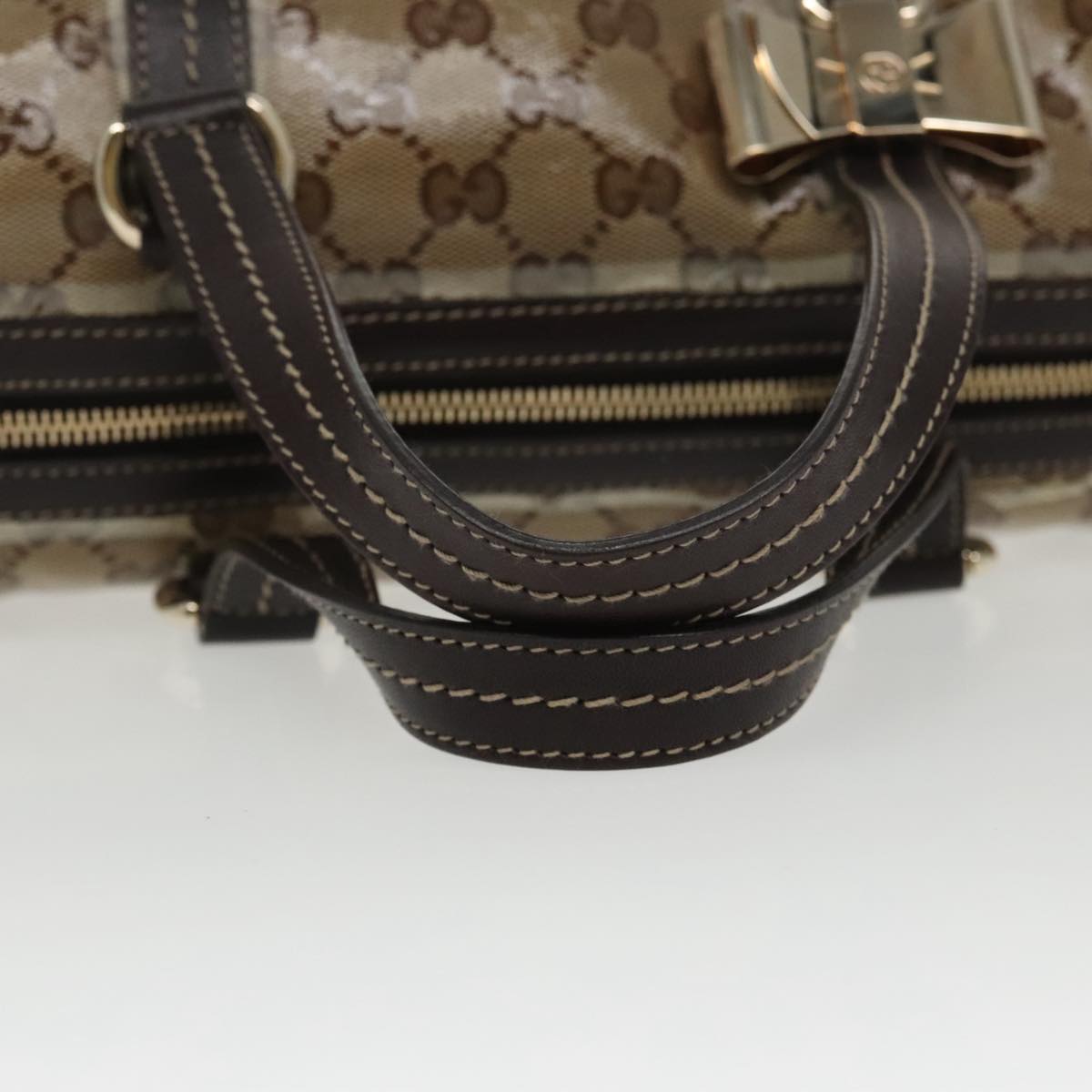 GUCCI GG Crystal Hand Bag Beige Gold 181485 96794