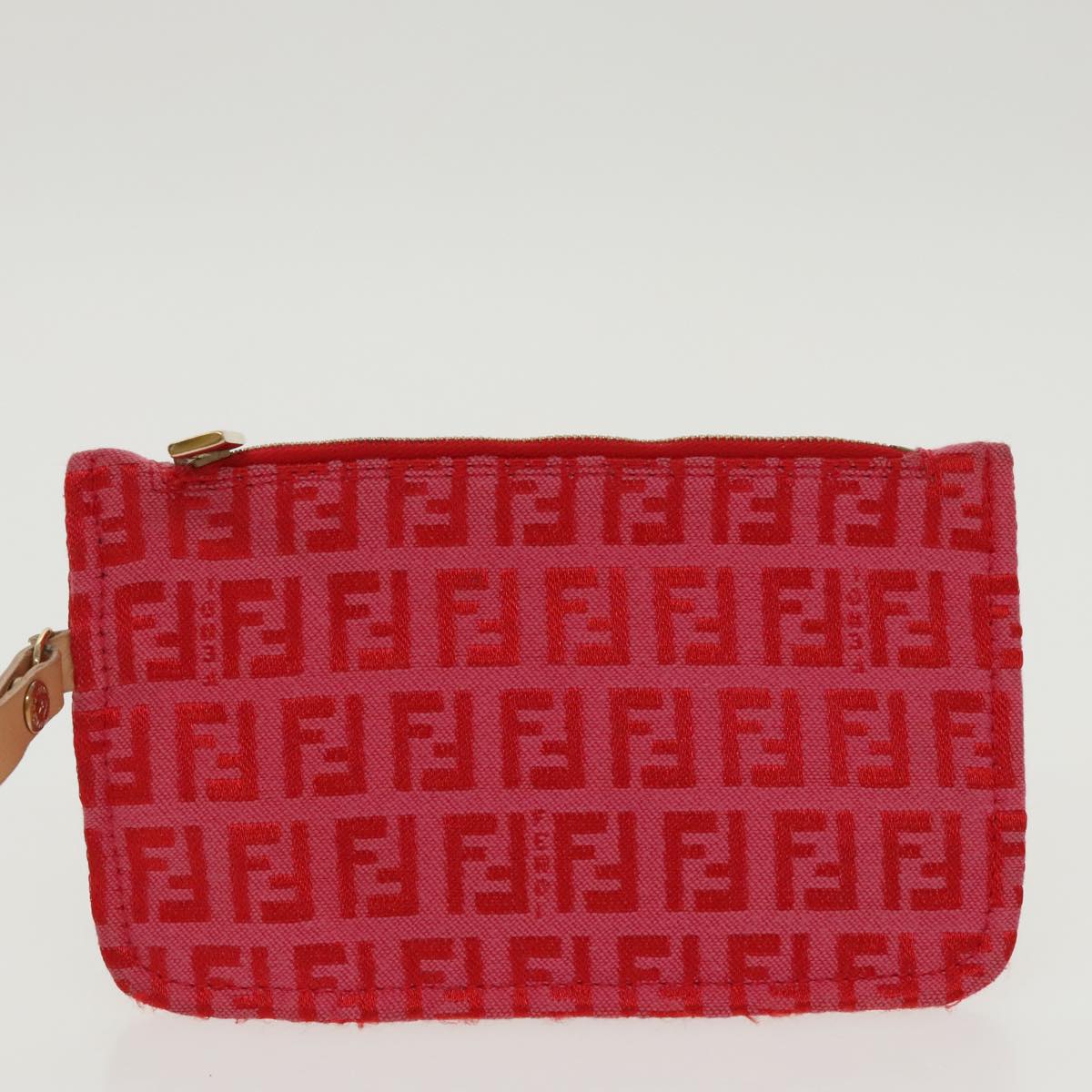 FENDI Zucchino Canvas Hand Bag Red Gold 96951