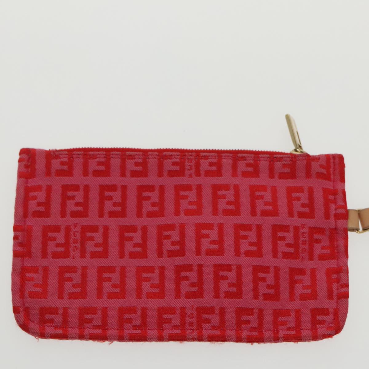 FENDI Zucchino Canvas Hand Bag Red Gold 96951