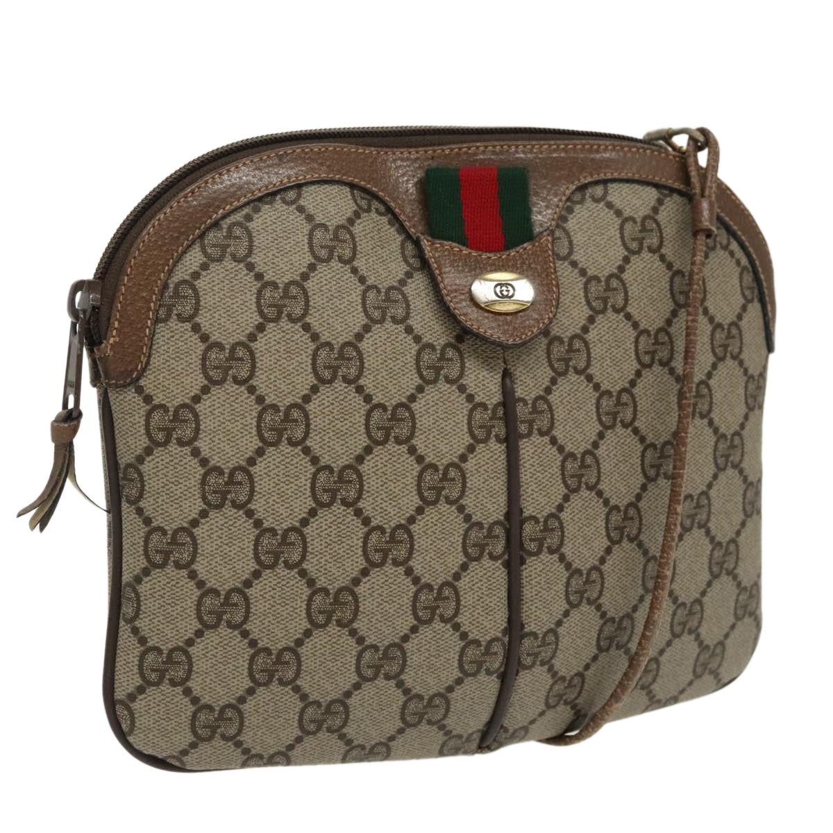 GUCCI GG Supreme Web Sherry Line Shoulder Bag PVC Beige 904 02 047 96969