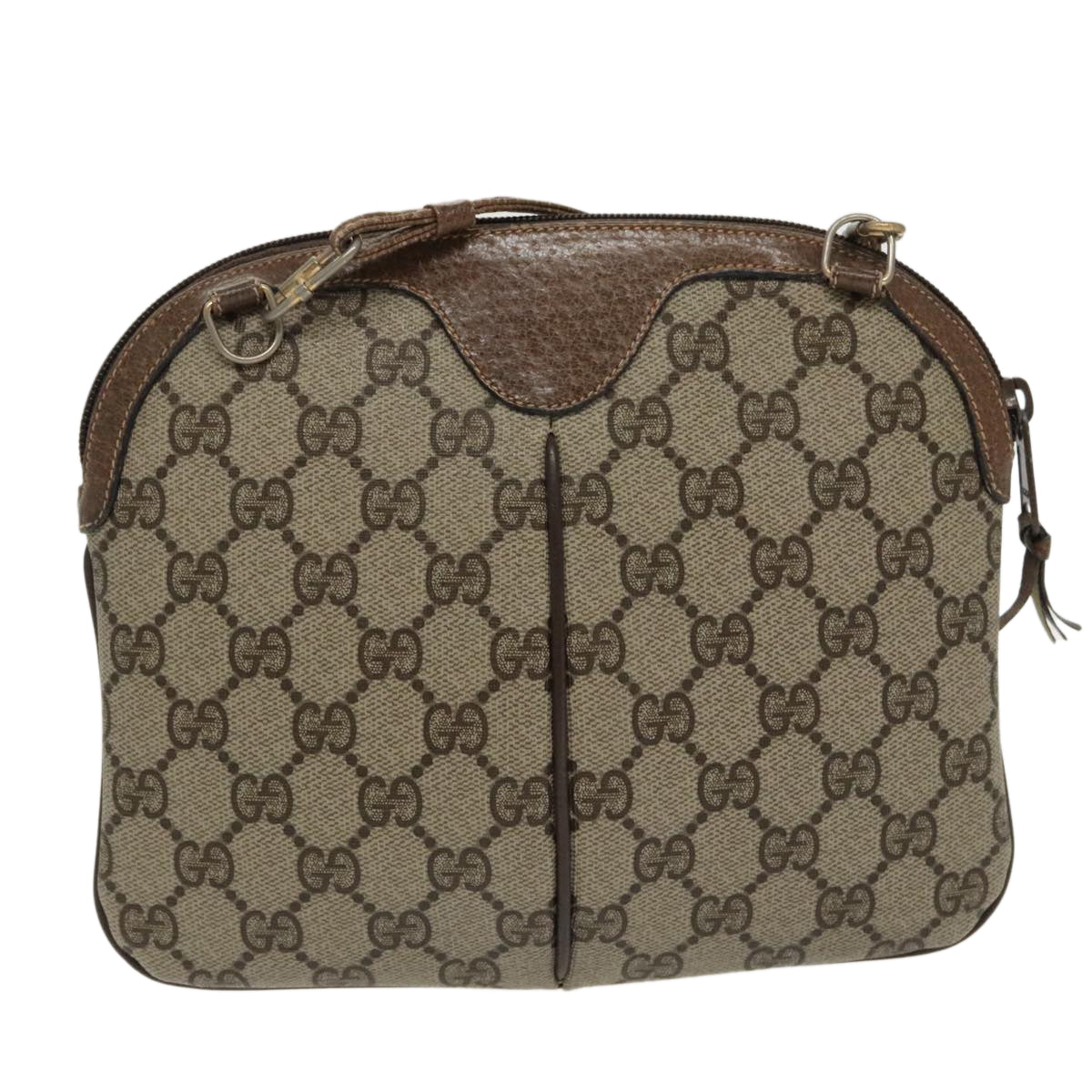 GUCCI GG Supreme Web Sherry Line Shoulder Bag PVC Beige 904 02 047 96969
