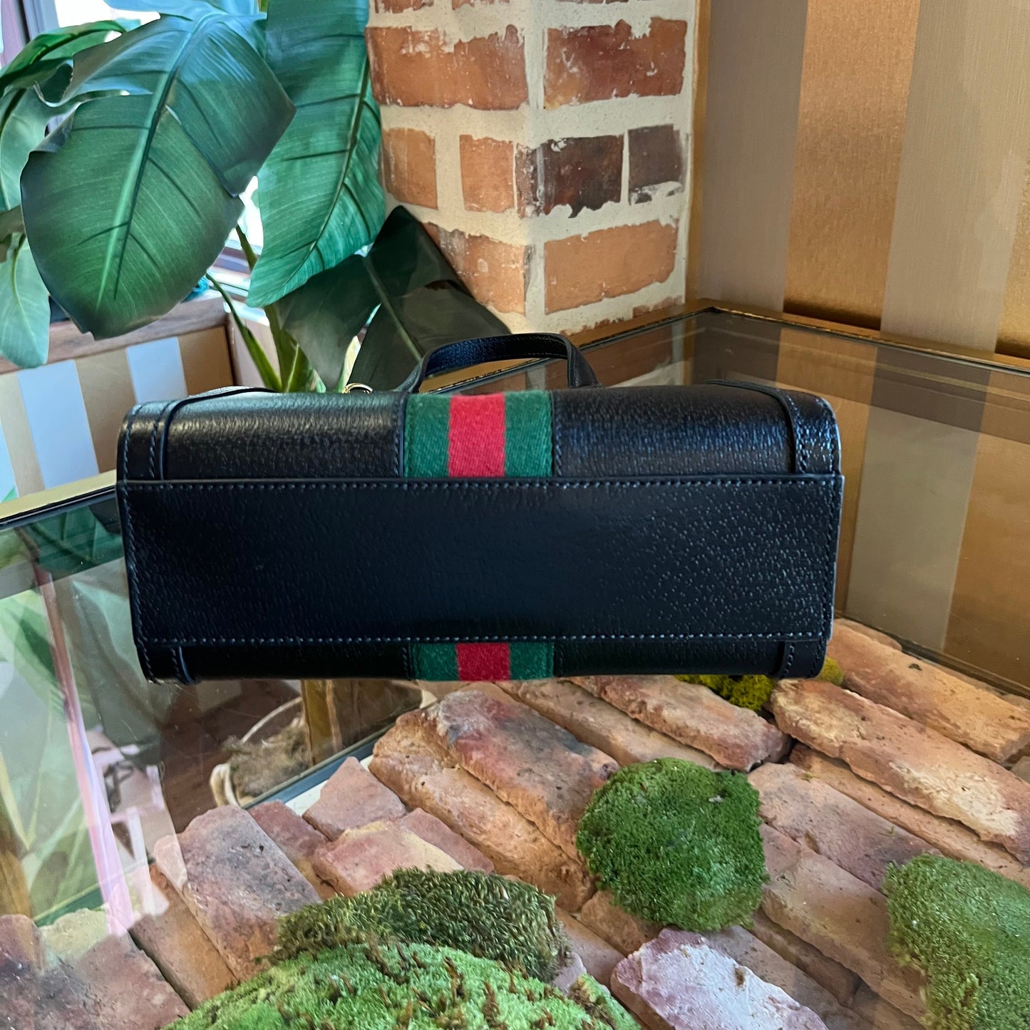GUCCI Black Leather Ophidia Small Tote