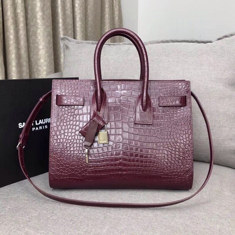 GLAMI Sac De Jour Small In Embossed CrocoGLAMIle Burgundy For Women 12.5in/32cm YSLÃ‚Â 