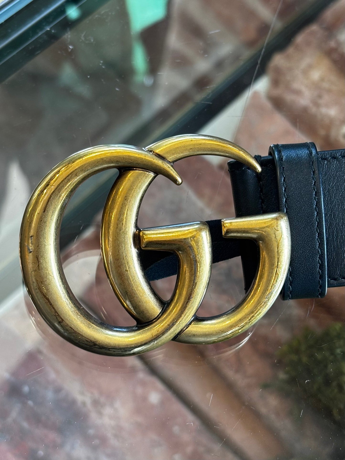 GUCCI Black GG Marmont Belt Sz 85/34