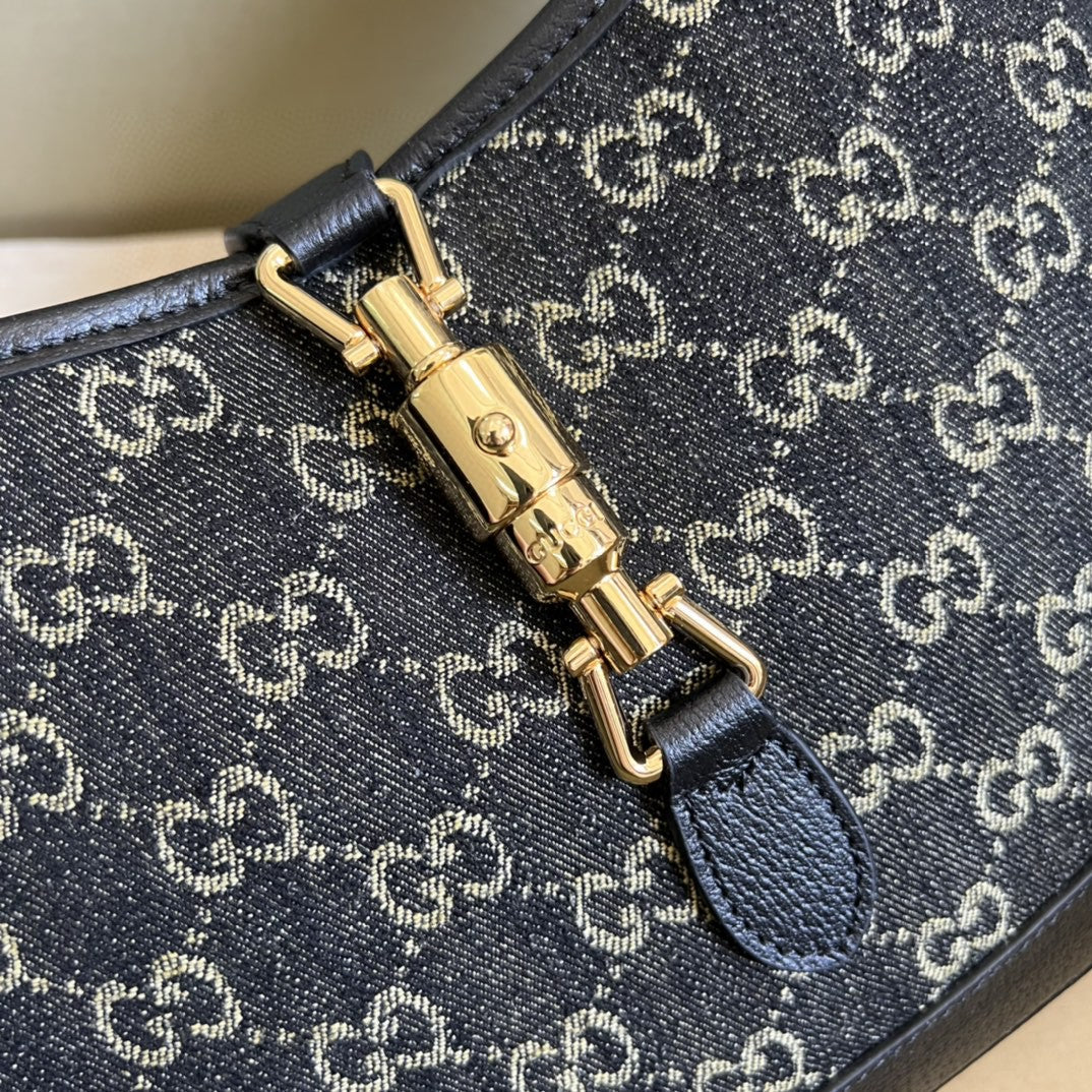Glami Jackie 1961 Small Shoulder Bag Black And Ivory Glami Denim Jacquard For Women 11in/28cm 678843 UN3AG 1294